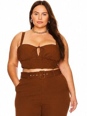 REMI x REVOLVE Jodie Cut Out Top Brown Size 1X NWT Corset Blouse